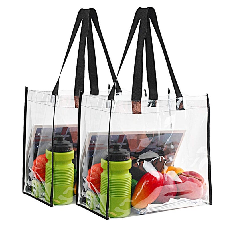 Clearworld 2-Pack Stadium Approved Clear Tote Bag, Stadium Security Travel & Gym Clear Bag, Perfect for Work, School, Sports Games and Concerts,12"X 12"X 6" - Image 1